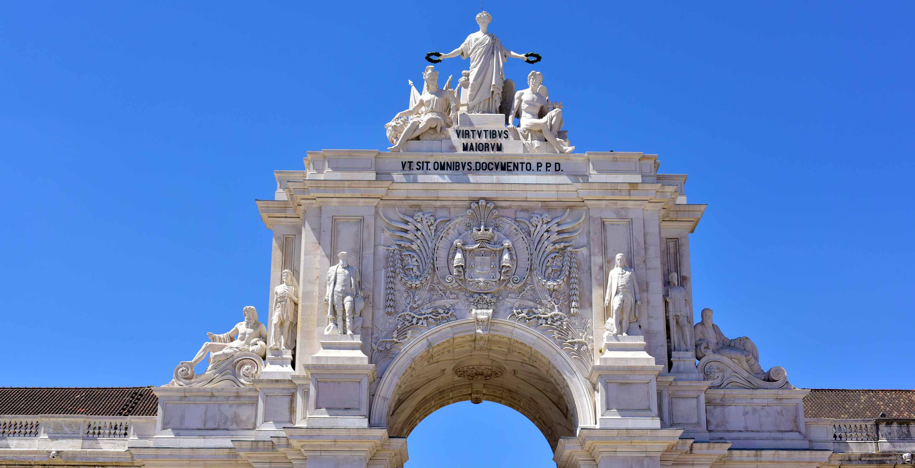 Top of the Rua Augusta arch, near Pousada Lisboa Praça do Comércio, a historic hotel in Lisbon's Baixa district